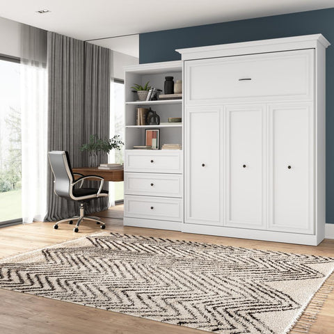 Queen Murphy Bed and Closet Organizer with Drawers (103W)