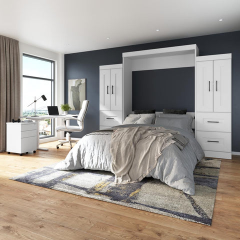 Grand lit escamotable avec armoires (115L)