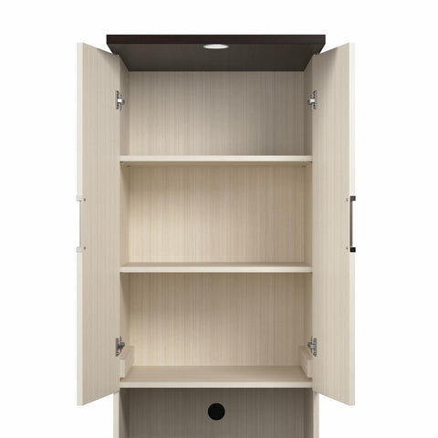 24W Tall Storage Cabinet with Doors and Drawers