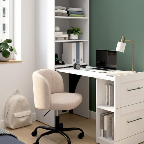 25W Pull-Out Desk Cabinet with Shelves and Hidden Storage