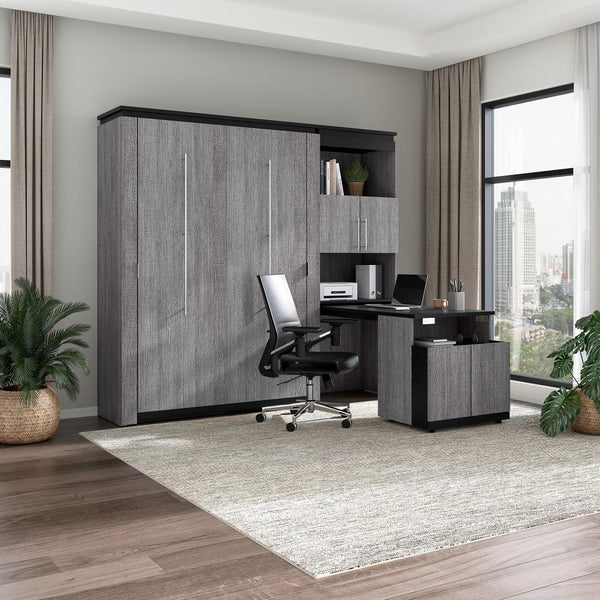 Full Murphy Bed with Storage Cabinet and Fold-Out Desk (91W)