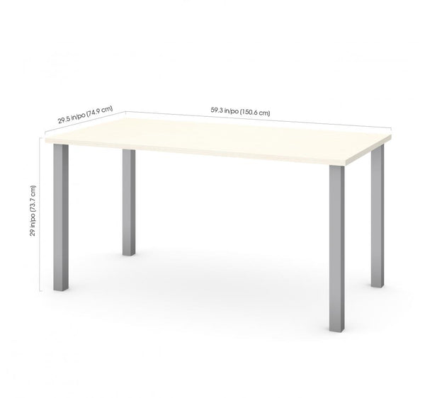 Table de bureau 60L avec pattes de métal carrées