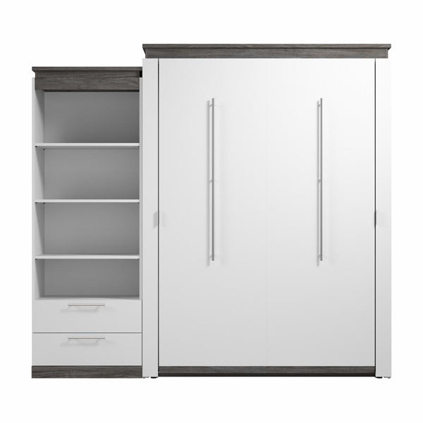 Grand lit escamotable avec tablettes et tiroirs (97L)