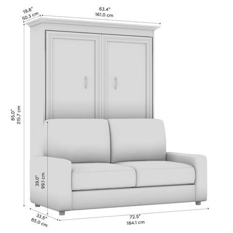 Lit escamotable double avec canapé (73L)