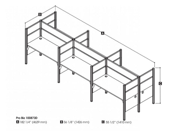 6-Person Office Cubicles with High Privacy Panels