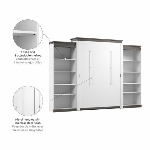 Grand lit escamotable avec étagères (126L)