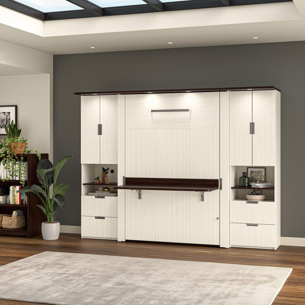 Lit escamotable double avec bureau et 2 armoires (107L)