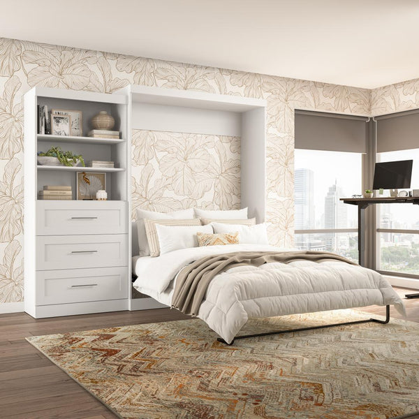 Grand lit escamotable et étagère avec tiroirs (101L)