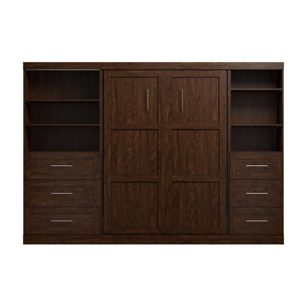 Full Murphy Bed and 2 Shelving Units with Drawers (120W)