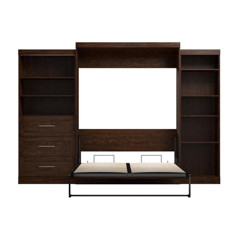 Grand lit escamotable avec tablettes et tiroirs (126L)