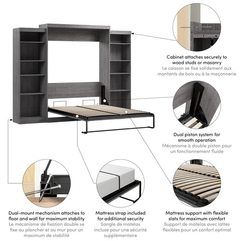 Queen Murphy Bed and 2 Shelving Units (115W)
