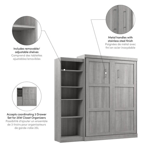 Queen Murphy Bed with Shelving Unit (90W)