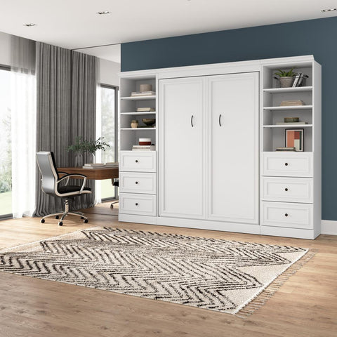 Lit escamotable double et 2 organisateurs de garde-robe avec tiroirs (109L)