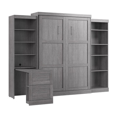 115W Queen Size Murphy Bed with Pull-Out Desk and Storage