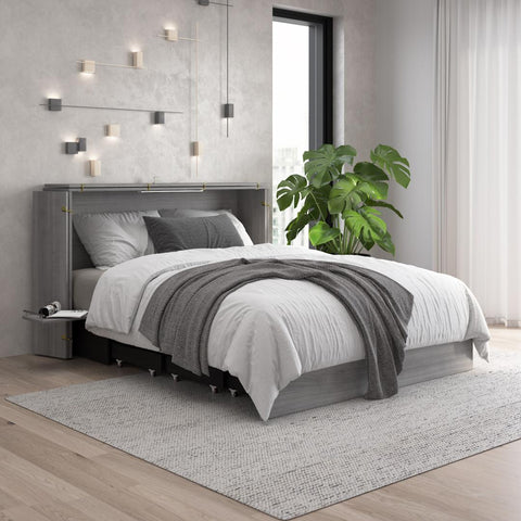 63W Queen Murphy Cabinet Bed with Pullout Drawer and Mattress