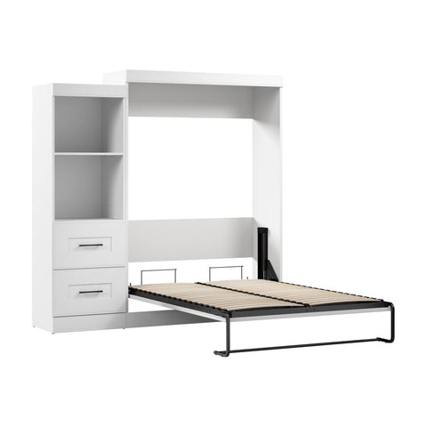 Lit escamotable double et organisateur de garde-robe avec tiroirs (85L)