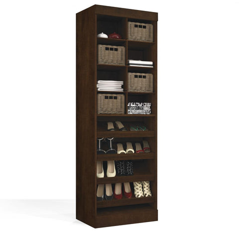 Contemporary Closet System with Shoe Racks & Cubbies, 25W x 19D