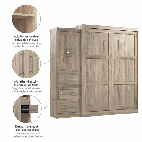 Grand lit escamotable avec armoire-penderie (89L)
