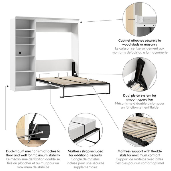 Lit escamotable double et organisateur de garde-robe (84L)