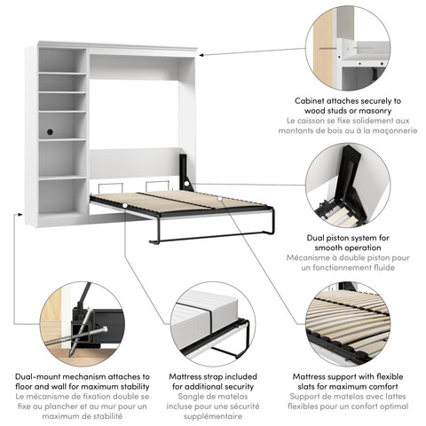 Lit escamotable double et organisateur de garde-robe (84L)