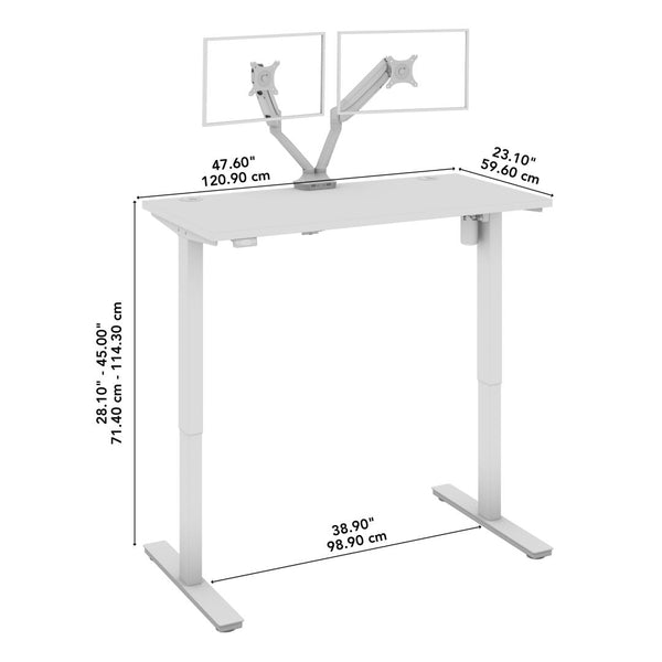 Bureau assis-debout 48L x 24P avec support double pour moniteurs