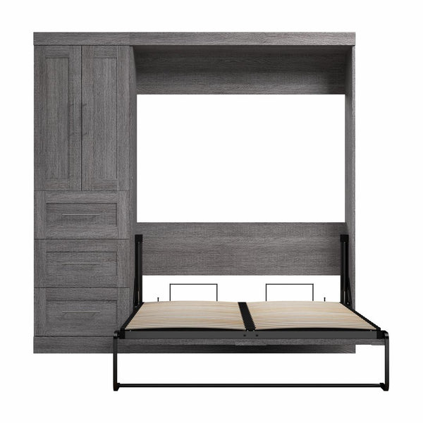Lit escamotable double avec organisateur de garde-robe avec tiroirs (84L)