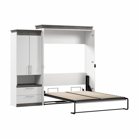 Grand lit escamotable avec armoire et tablette coulissante (97L)
