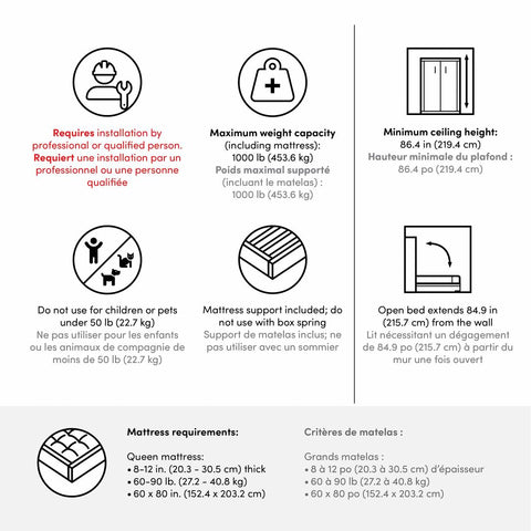 Queen Murphy Bed with Shelves (97W)