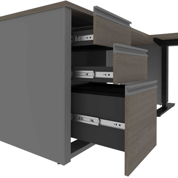 72W L-Shaped Standing Desk with Pedestal