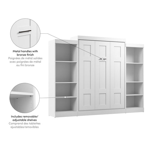 Lit escamotable double avec organisateurs de garde-robe (110L)