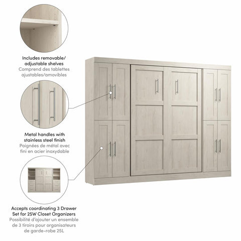 Lit escamotable double avec armoires (109L)