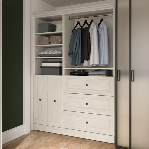 Traditional Closet System with Shelves, Drawers, Clothing Rods & Doors, 61W x 20D