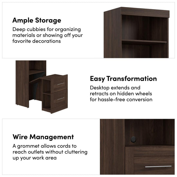 84W Full Size Murphy Bed with Pull-Out Desk