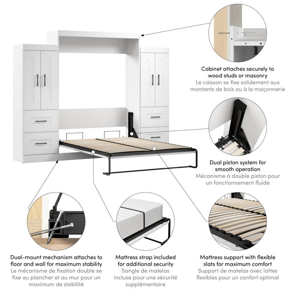 Grand lit escamotable avec armoires (115L)
