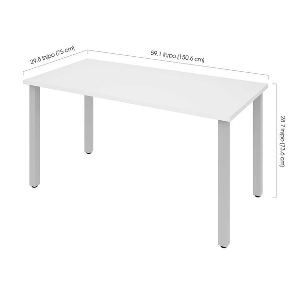 Table de bureau 60L avec pattes de métal carrées