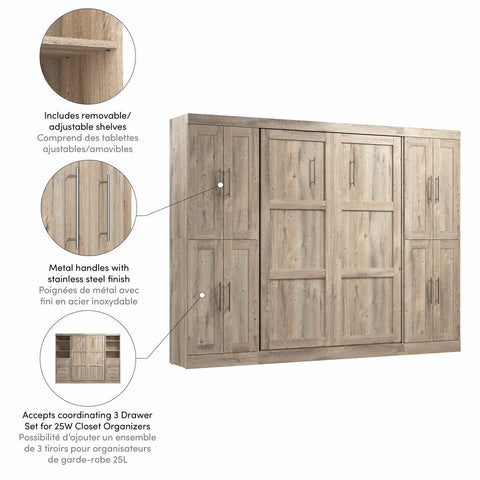 Lit escamotable double avec armoires (109L)