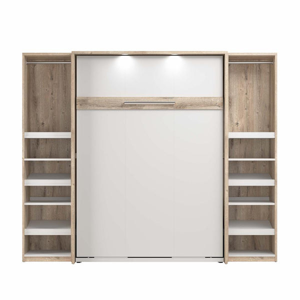 Full Murphy Bed with 2 Narrow Closet Organizers (99W)