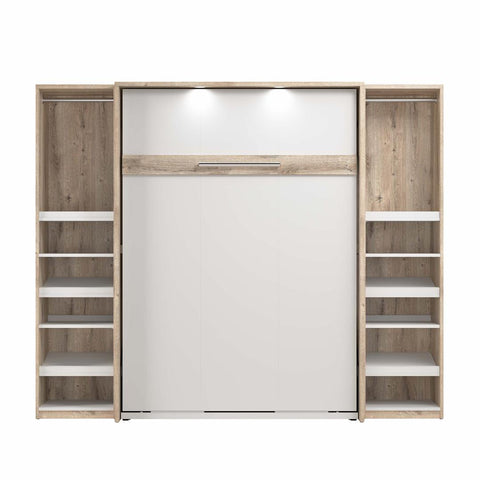 Full Murphy Bed with 2 Narrow Closet Organizers (99W)