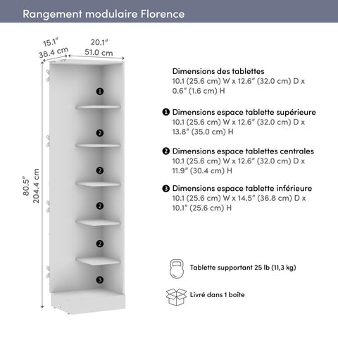 Modular Corner Closet System with Floating Shelves, 20W x 16D