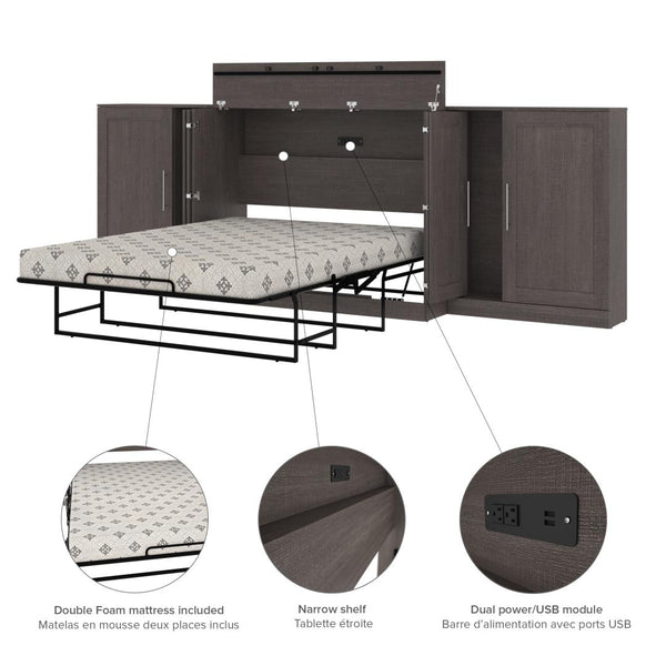 Full Cabinet Bed with Mattress and Storage Cabinets (133W)