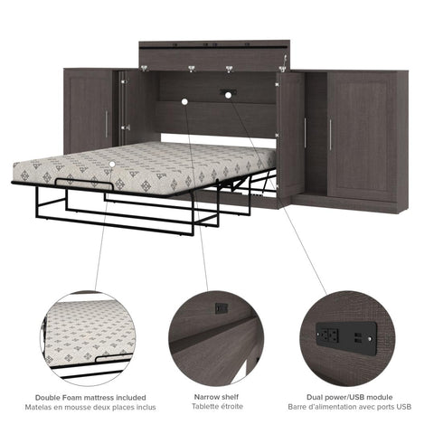 Full Cabinet Bed with Mattress and Storage Cabinets (133W)