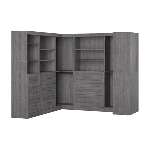 Contemporary U-Shaped Closet System with Shelves, Drawers & Clothing Rods, 161W x 33D