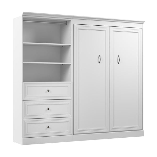 Lit escamotable double et organisateur de garde-robe avec tiroirs (95L)