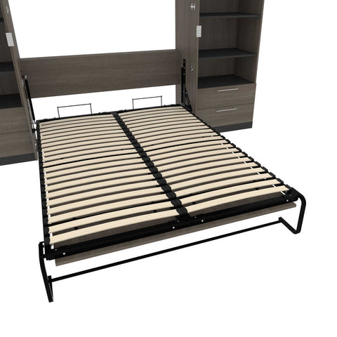 Grand lit escamotable (queen) et 2 étagères avec tiroirs (125L)