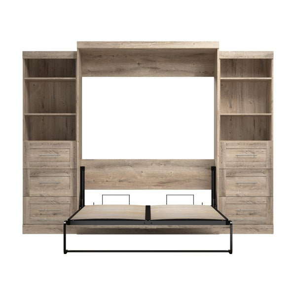 Queen Murphy Bed and 2 Shelving Units with Drawers (115W)