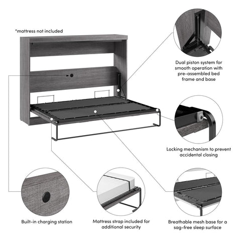80W Full Horizontal Murphy Bed
