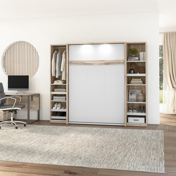 Full Murphy Bed with 2 Narrow Closet Organizers (99W)