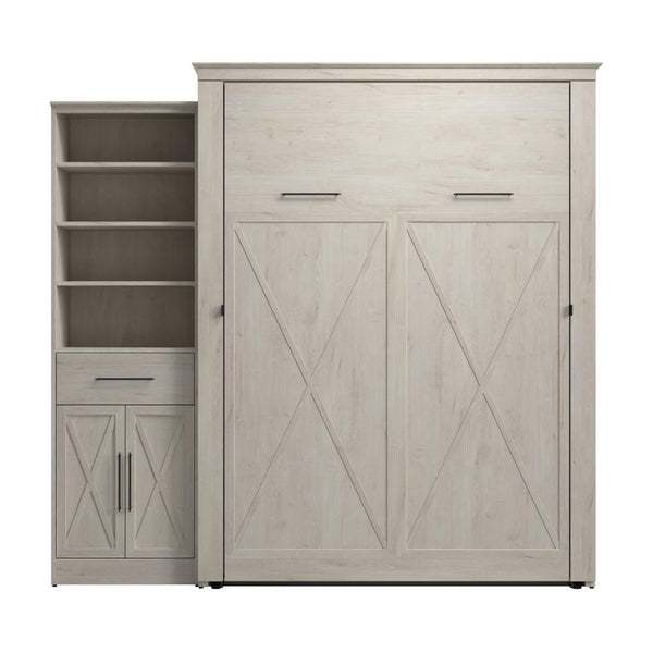 Queen Murphy Bed and Closet Organizer with Drawer and Doors (94W)