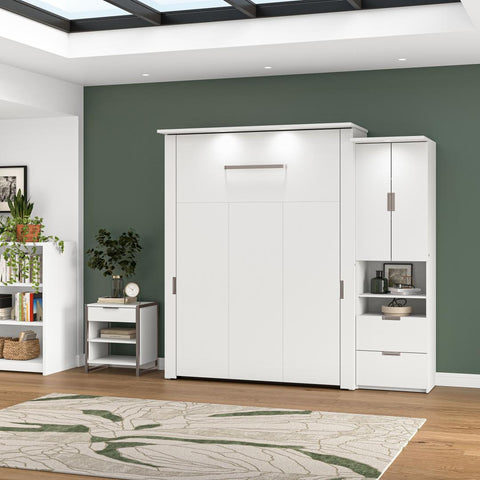 91W Queen Murphy Bed with Storage Cabinet