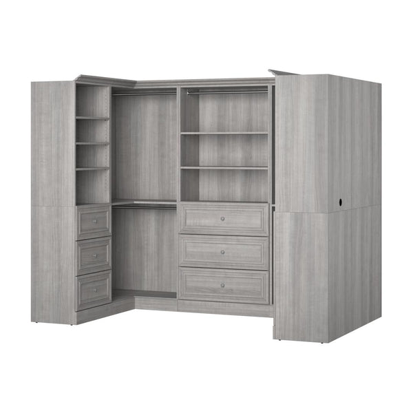 Traditional U-Shaped Closet System with Shelves, Drawers, Clothing Rods, Doors & Cubbies, 108W x 61D